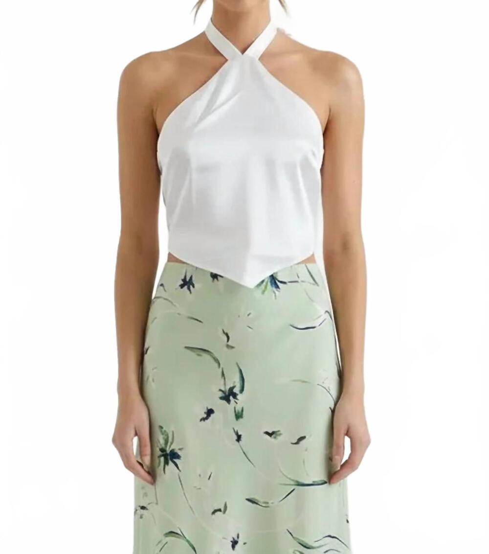 NEW GAB & KATE sara twist neck tie back top in white